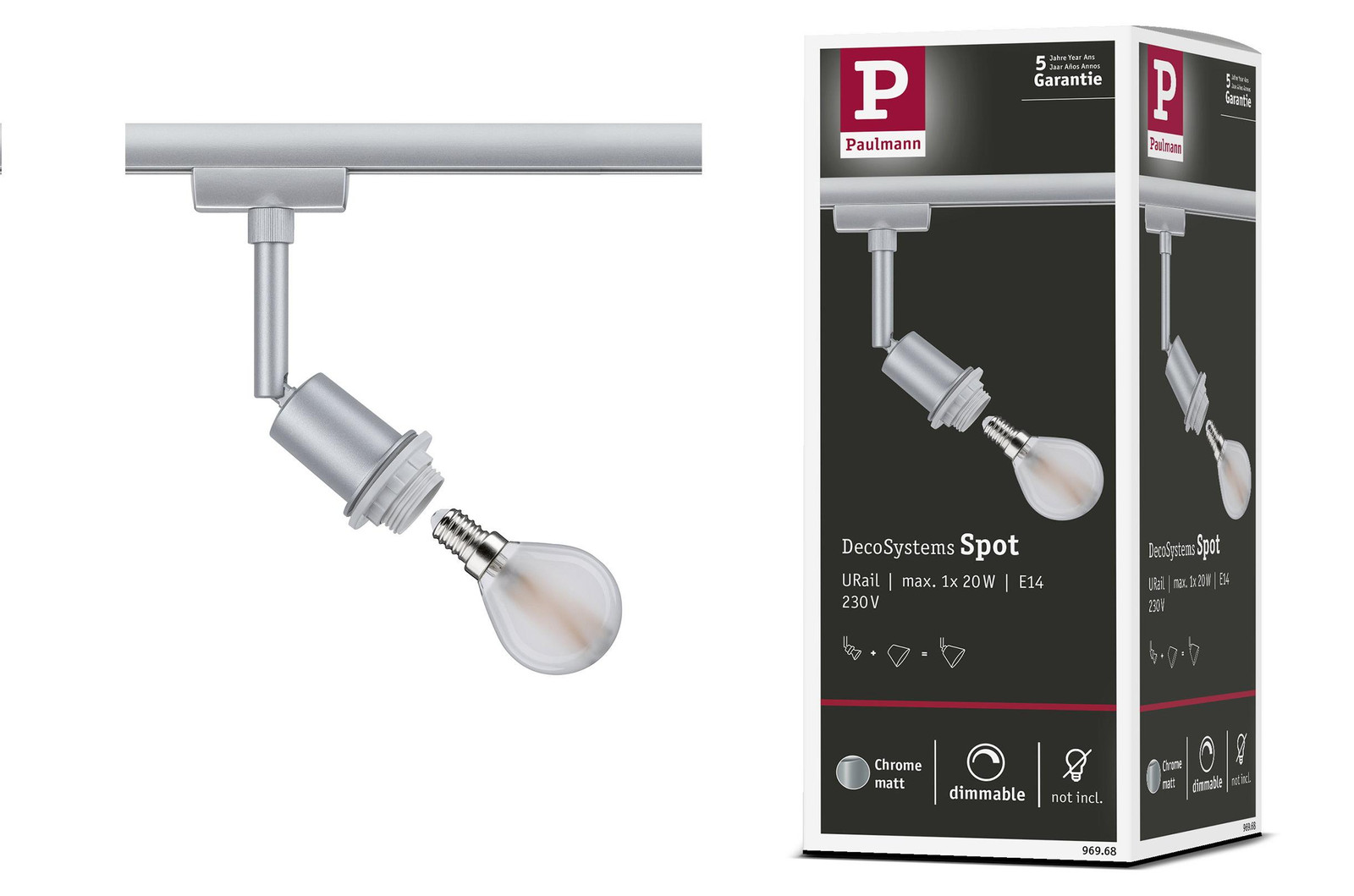 Paulmann URail DecoSystems losse spot, mat chroom, E14, max. 20W