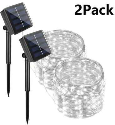 Uplift Picks Solar Outdoor Fairy String Lights For Festive Garden Party Decor Ambiance white (2 Pcs) 52 M 500 Led