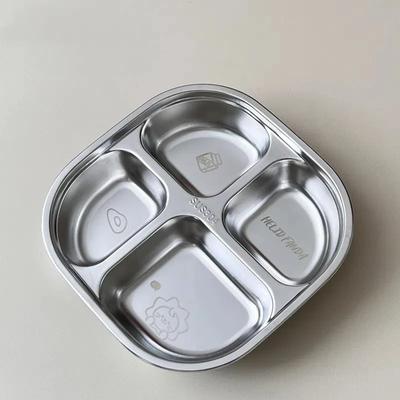 Uplift Picks Capybara Stainless Steel Divided Plate 3 Compartment Kids Dinner Plate 4 Grids Lion Style