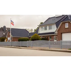 Kunststoff Doppeltor Sylt 308 x 120 auf 135 cm - Gartentor aus Kunststoff, Grau - Hoftor für Einfahrten - Einfahrtstor für Vorgarten