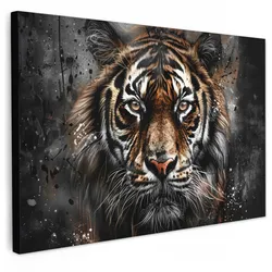 LEINWANDBILD Tiger - Tiere - Porträt - Luxus - Schwarz Groß 140x90 cm