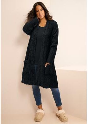 Plus Size Women's Eyelash Cardigan by Roaman's in Black (Size 1X)