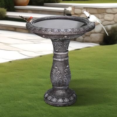 Meedzom Outdoor Bird Bath for Garden Decor 24.4in H Concrete BirdBath for Patio