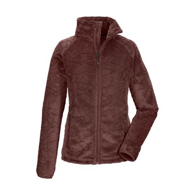 Fleecejacke KILLTEC "KOW 56 WMN FLC JCKT", Damen, Gr. 38, braun (mahagoni), Obermaterial: 100% Polyester, Jacken Fleecejacke, Weiche Fleecejacke, verschließbare Taschen, Kinnschutz