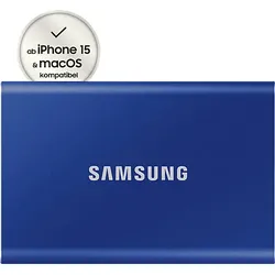 SAMSUNG Portable SSD T7 PC/Mac Festplatte, 1 TB SSD, extern, Indigo blue