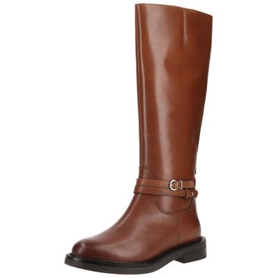 Stiefel GEOX "Geox Stiefel Leder", Damen, Gr. 39, mittelbraun, Leder, Schuhe Stiefel