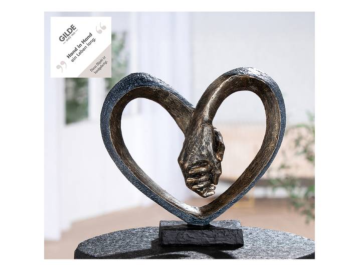 Objekt Hand in Hand 26 x 25 x 10cm Grau