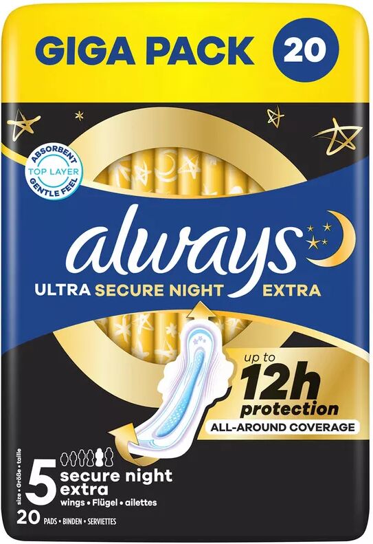 Always - Ultra Damenbinden Secure Night Extra (Grösse 5), 20Stück