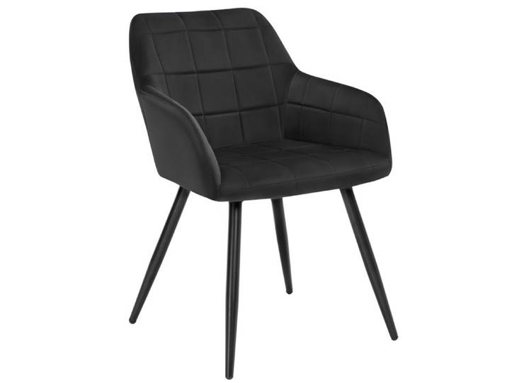 WOLTU Chaise de salle à manger siège bien rembourré en velours Chaise de cuisine pieds en métal Noir