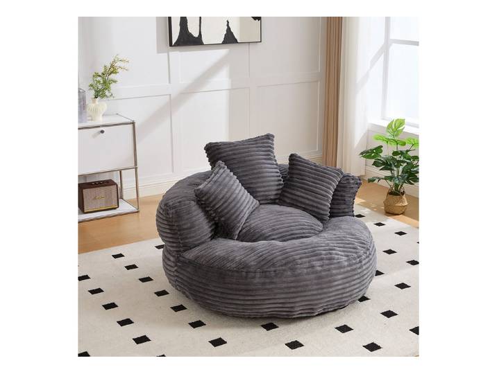 MODFU Sitzsack Einzelsofa mit hoher Rückenlehne und drei Kissen (Wohnzimmer Sofa, Liegesessel aus Cordstoff)