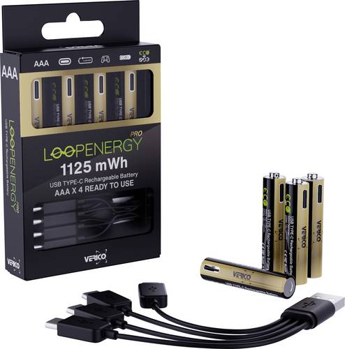 Verico LoopEnergy Pro AAA1125 USB-C Akku Li-Ion 750 mAh 1.5V 4St.
