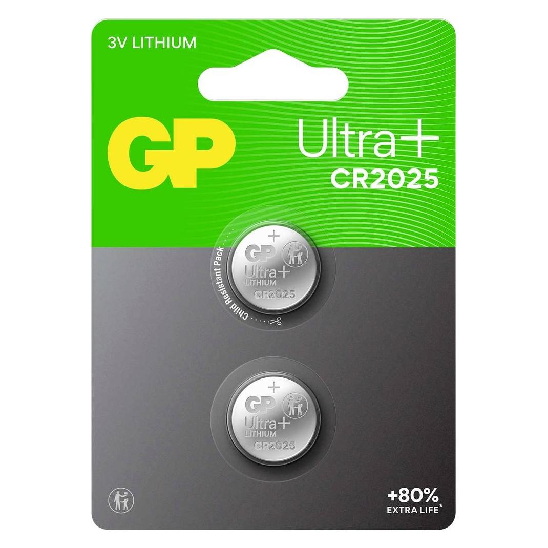 GP Batteries GP Ultra Plus Lithium Cell Battery CR2025, 3V, 2-pack (2 Stk., CR2025, 160 mAh) (2227892)