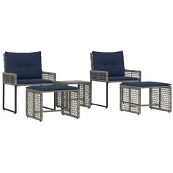 vidaXL Gartenmöbel-Set mit Kissen 5 pcs Grau und Marineblau