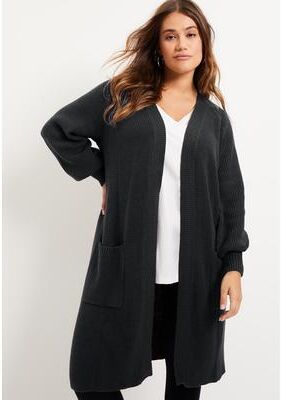 Plus Size Women's Open-Front Cardigan by June & Vie in Black (Size 30/32)