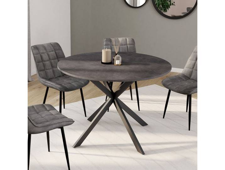 Table à manger ronde fixe - IDMARKET - JASPE - Béton - 6 personnes - 110 cm