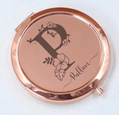 Inspire Curations Personalized Name Stainless Steel Pocket Mirror rose Gold 2pcs