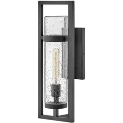 Elstead Lighting Cordillera Außenwandleuchte mittel E27 in Schwarz mit Saatglas