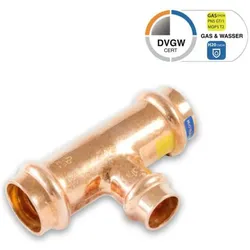 Sanpro, Rohrverbindungstechnik, CUPRESSK Pressfitting T-Stück Mittelabgang reduziert V 35 - V 22 - V 35 (T-Verbindung)