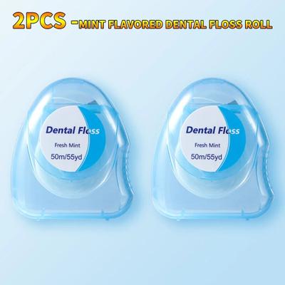 Uplifted Finds Premium Mint Flavored Dental Floss Roll 50m Professional Interdental Cleaning & Oral Care 2 Pcs