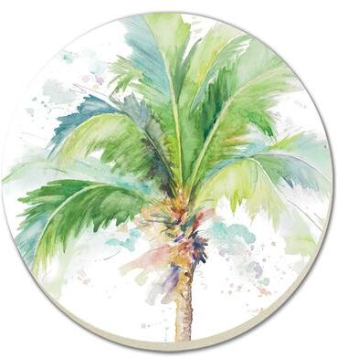 Counterart Absorbent Stone Coasters - Watercolor Palm - Set of 4 - 4x4x71