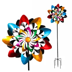 Lemodo Windrad Garten Kaleido, buntes Metall Windspiel mit Erdspieß
