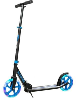 Costway Portable Folding Sports Kick Scooter with LED Wheels-Blue