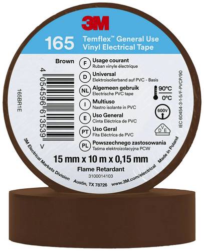 3M Temflex 165 165BR1E Isolierband Temflex 165 Braun (L x B) 10m x 15mm
