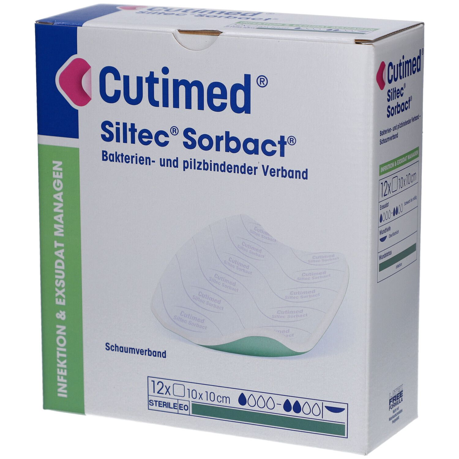 Cutimed Siltec Sorbact PU-Verb.10x10cm o.Haftrand 12 St Verband