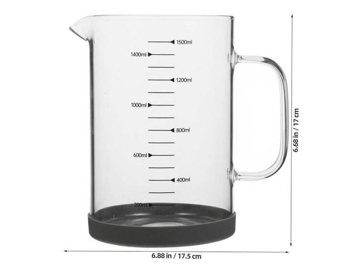 Messbecher aus Glas mit Henkel und Skala, Transparent, Backen & Backzubehör, Messbecher