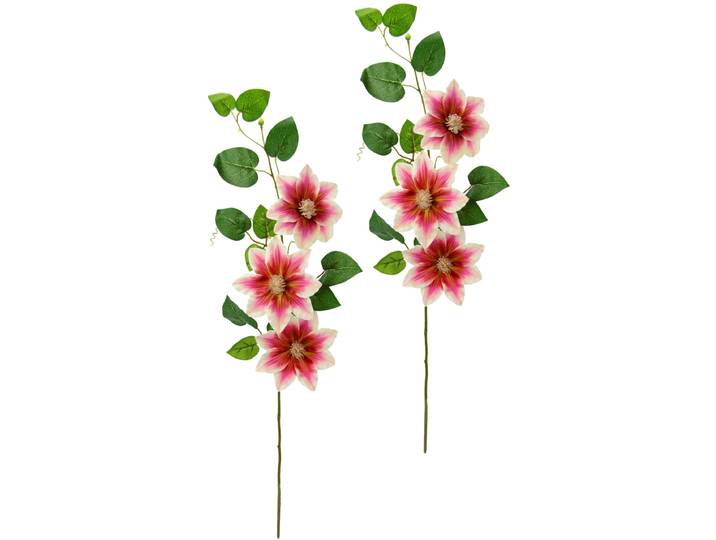 Kunstblume I.GE.A. Clematisranke Waldrebe , rosa, B:14cm H:80cm L:9cm, Polyester, Kunstpflanzen, Kunstblume, Zweig Einzelblume Stielblume, 2er Set