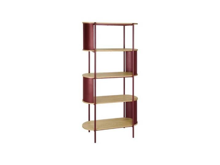 sweeek Etagère bibliothèque métal courbé et décor bois 5 niveaux rouge - Molto MOLTO