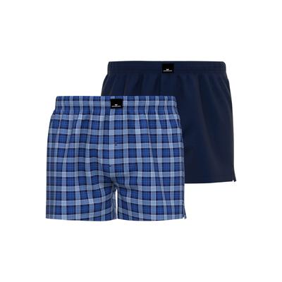 Webboxer GÖTZBURG "Web-Boxershorts 2er Pack", Herren, Gr. L, blau (blau, weiß), Obermaterial: 100% Baumwolle CO., Unterhosen