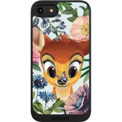 Nivocase Handyhülle für Apple iPhone 8 Hülle NIVOpure Case Schwarz Bambi Blumen Disney (Apple iPhone 8), Smartphone Hülle, Schwarz