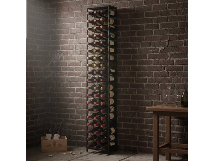 Casier à Bouteilles Noir en Fer Forgé 57 Bouteilles 34x18x200 cm Support Vin Mural ou sur Pied Rangement Cave
