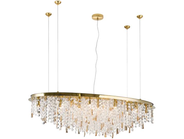 Briamond Pendellampe Crystalriver gold/transparent Stahl/Kristall B 120 cm