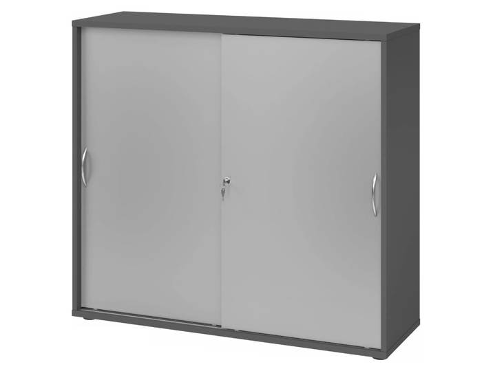 BETA S 1753S Schiebetürenschrank 3 OH Bogengriff Metall Graphit/Silber