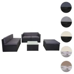 Poly-Rattan-Garnitur HWC-D24, Garten-/Lounge-Set Sofa ~ anthrazit, Polster dunkelgrau