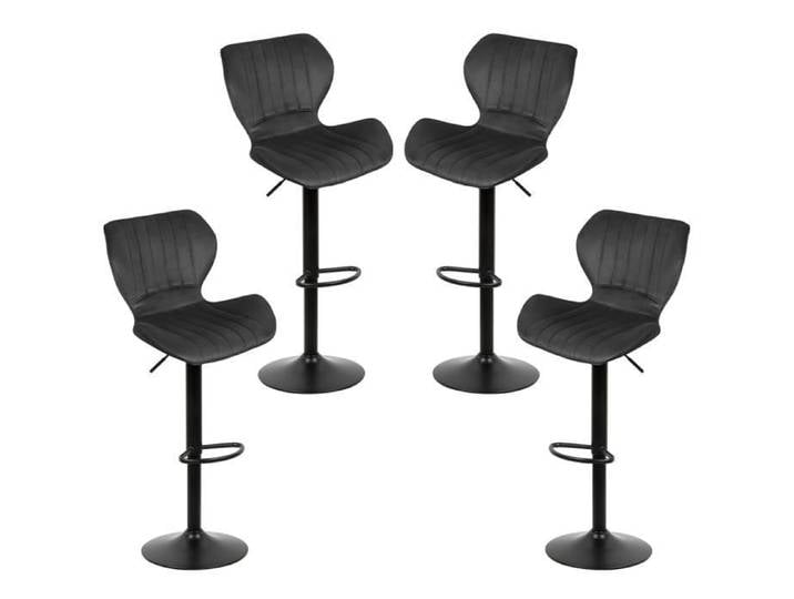 BLGUNSAV LOT DE 4 CHAISES DE BAR (PLAQUE DE HAUT - PARLEUR NOIRE) NOIR PUR.