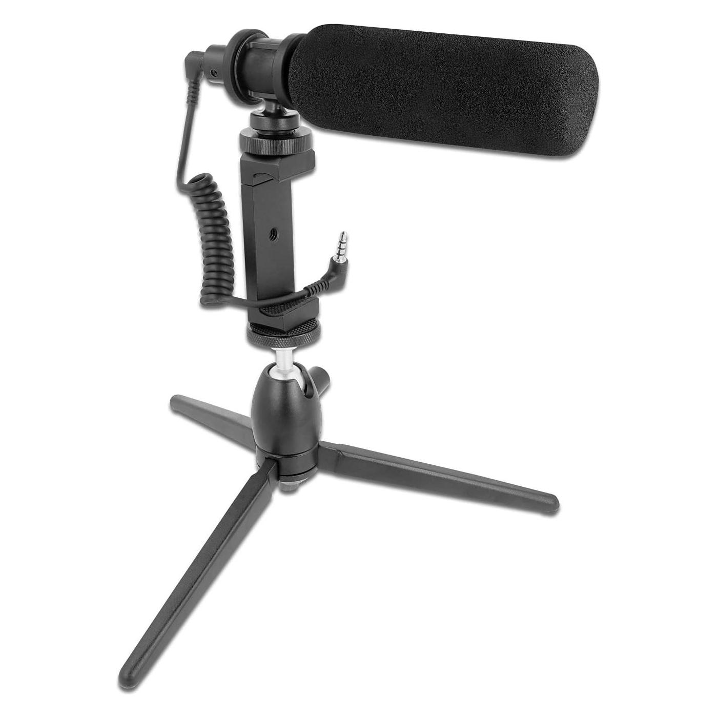 Delock Mikrofon USB Vlog Shotgun Set für Smartphones, DSLR Kameras (66582)