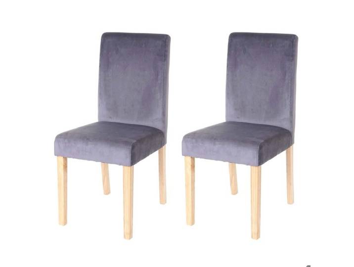 MCW 2x chaise de séjour Littau fauteuil velours ~ tissu gris pieds clairs