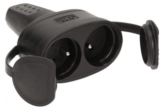 Orno-Polska Dubbel stopcontact met rubberen afwerking IP 44