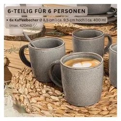 Sänger Geschirr, Tasse, Kaffeebecher Set Kairo Graphit (400 ml, 6x)