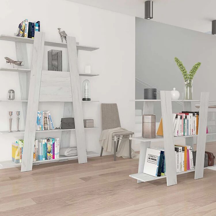 garneroarredamenti Libreria 150x194h cm moderna soggiorno bianca Cosmo