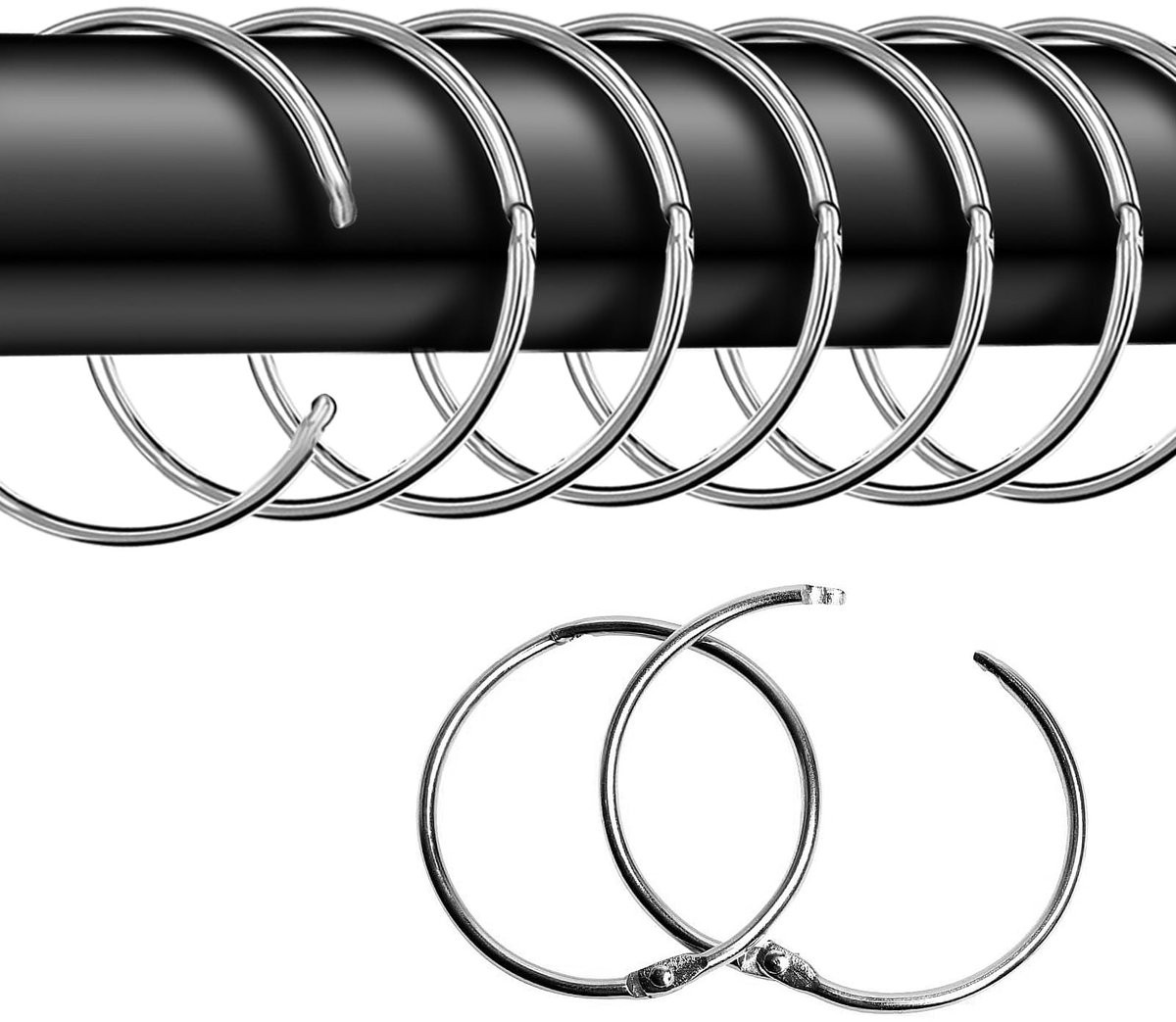 Omgoods Set van 20 metalen gordijnringen 50 mm