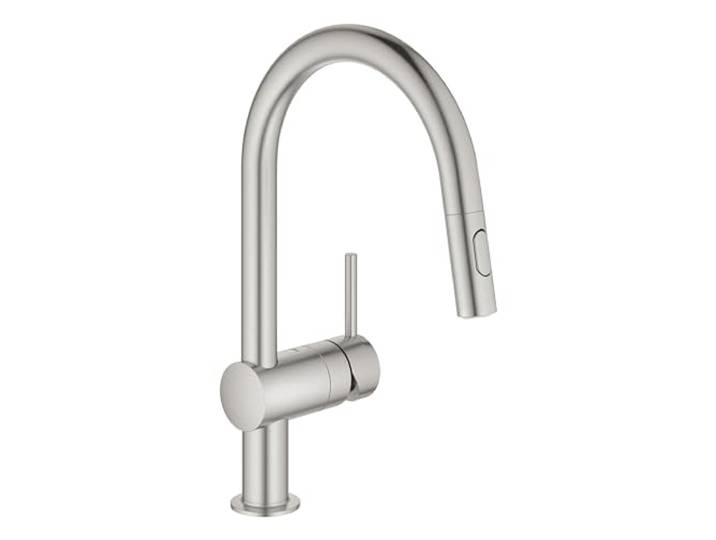 GROHE Minta, Küchenarmatur, ausziehbare Brause, 2 Strahlarten, Hochdruck Hoher Auslauf, 360° schwenkbar, magnetische Profibrause (edelstahl, 32321DC2)