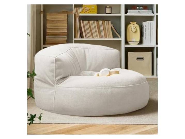 KUNYOS Gefüllter Sitzsack mit Füllstoff, wasserdichter Pouf, Stuhl, Garten, Strand, Pool, Ottomane, Salon, Sofasitz(Beige-Single)
