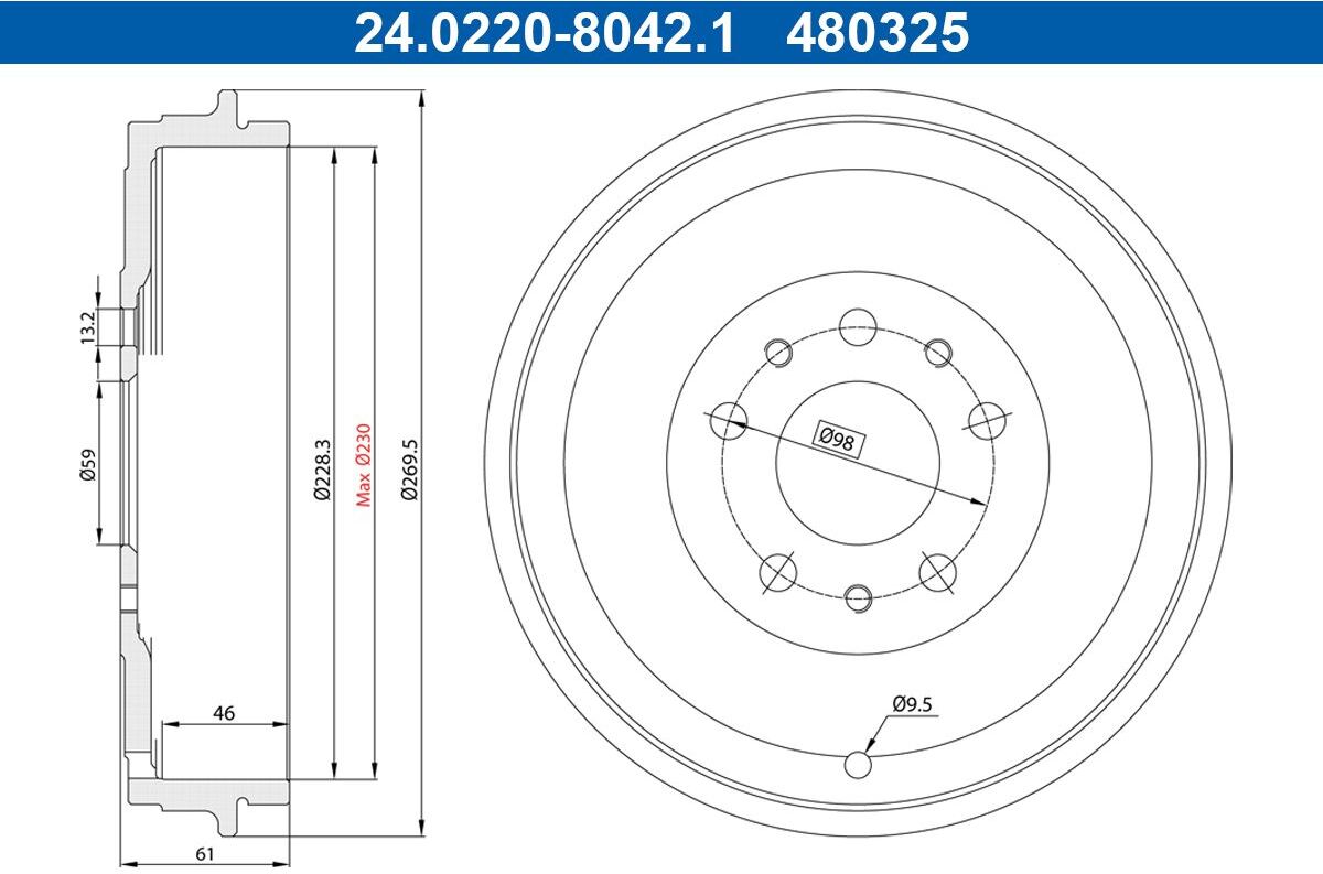 Bremstrommel ATE 24.0222-8042.1