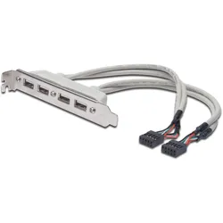 Digitus USB Slotblechkabel, 4x Typ A - 2x10pin IDC Bu/Bu, 0.25m, USB 2.0 kompatibel, be