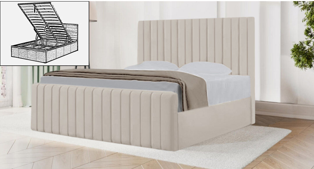 Brayden Studio Sophia Storage Bed Cream Double (4'6)