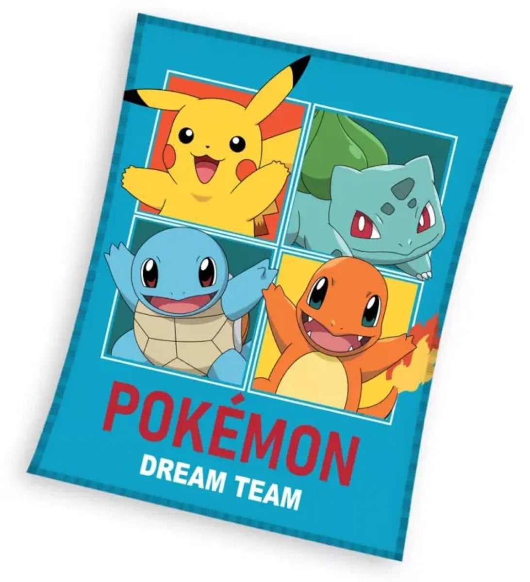 Pokemon fleece plaid voor kinderen, Starters, Blauw, 130 x 160 cm